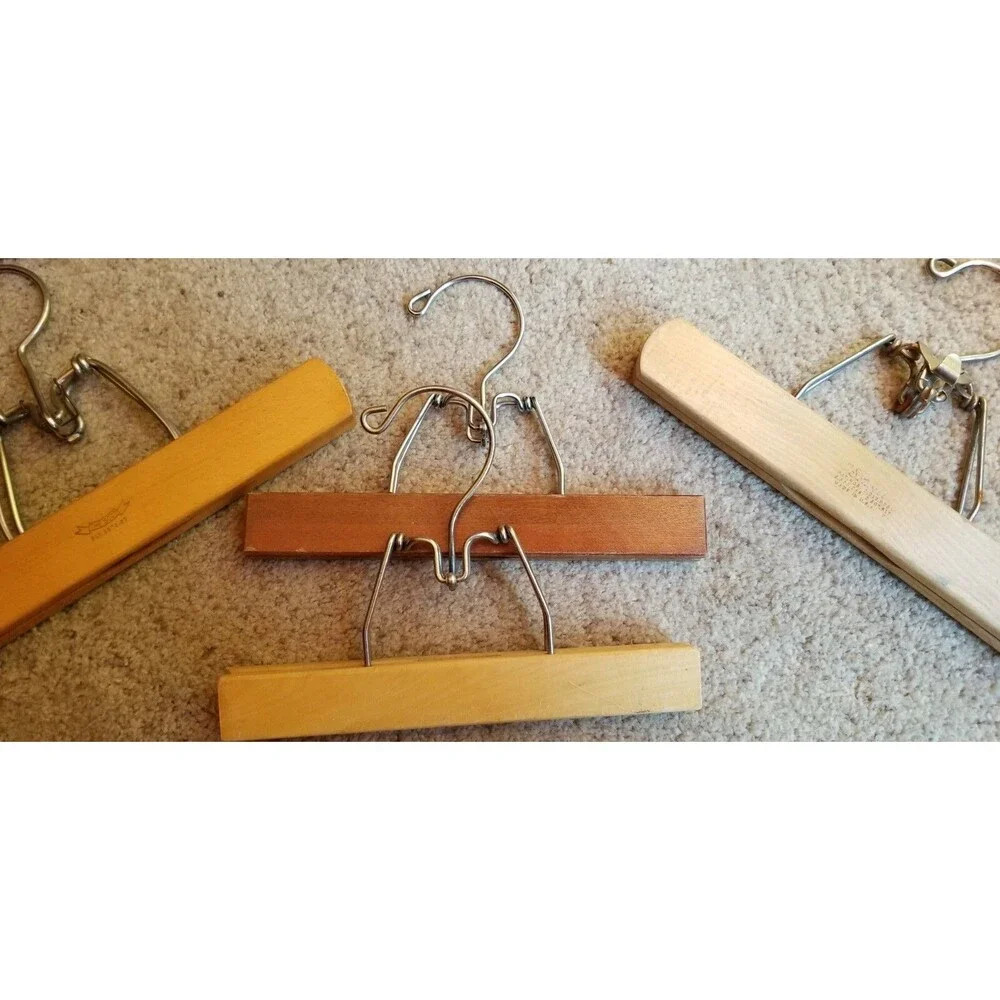 6 Vintage Wooden Wood Clamp Hangers Pant Skirt Harmony House Setwell Walker Scot